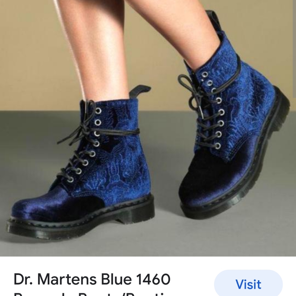 Doc Martens Brocade 1460 Royal Blue Velvet 10